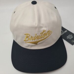 Brixton Hat Snapback White Black Gold Script Logo Skate‎ Skateboard Surf Men